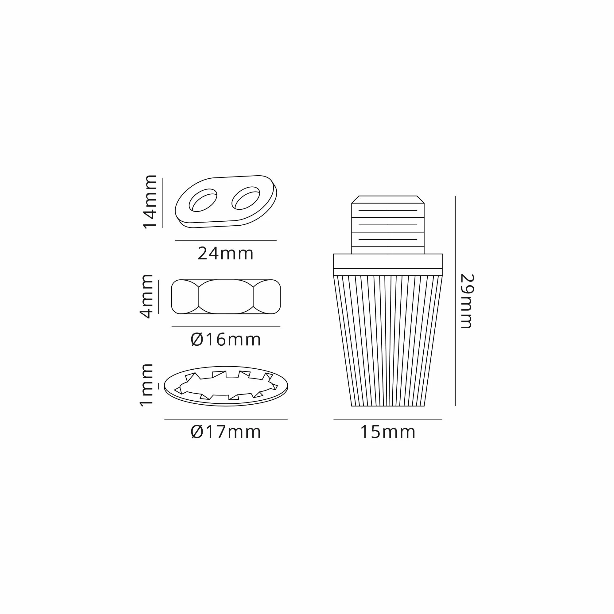 Hayes 1.4cm 5pcs Compression Cable Grip Pack Black D0835BL  Deco Hayes Accessories